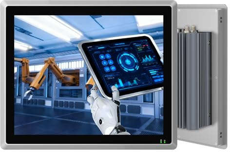 SunKol 10,4 Industrie Panel PC lüfterloser IP65 Touchscreen All-in-One | Windows 11 Pro Embedded kapazitiver Touch Computer,Auto Power-on,I7-10710U,16GB RAM,256GB SSD,LAN,HDMI,USB,HMI,für Automation
