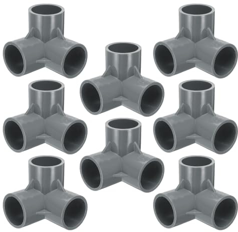 QUARKZMAN 8 Stück Rohrverbindungen, 32 mm 3 Wege PVC Fitting, Rohrverbinder, Rohr Schlauchverbinder Beschläge 90-Grad-Rohrkupplung für Abwasserleitungen Wasserzufuhr Bau Garten, Grau