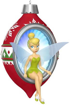 Hallmark Keepsake Christmas Ornament 2025, Disney Tinker Bell Trimming The Tree with Tink with Light, Gifts for Disney Fans