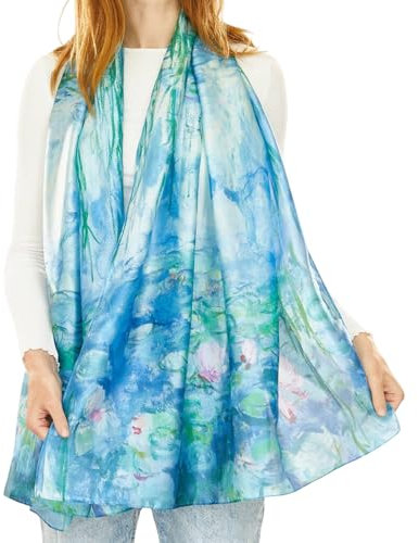 My Posh Shop Water Lilies Monet Silk Blend Scarf
