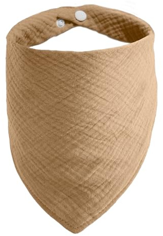 ICEMOOD Haustier-Baumwoll-Bandanas mit verstellbarem Druckknopf für kleine Welpen – Einfarbiges Hundehalstuch,Kaffeebraun,M