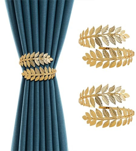 Vorhang Gardinen Raffhalter Gardinenhalter Halter Halterung Seil Vorhanghalter Kinderzimmer Mädchen Magnete Magnetische für Vorhänge, 2 Stück Gold