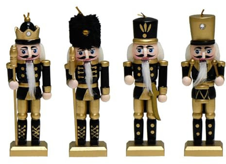 NPXUAMTJ Lot de 4 poupées de Noël Casse-noisettes traditionnelles soldat Roi Marionnette Décorations de Noël pour étagères et tables