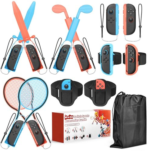 [13 in 1 - for Switch 2/1] - Switch Sports Zubehör-Set für Nintendo Switch 2/ Switch 1/ OLED, Familien-Party Sportspiele Kit mit Tragetasche - Kompatibel mit Joy-con 2 & allen Switch Sports-Spielen