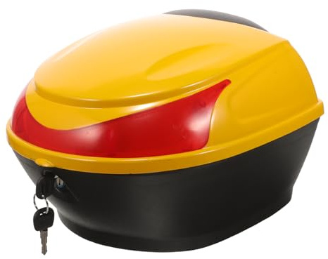PENIKOKO Motorrad Heckbox Kleine Gepäckbox Universeller Kunststoff Motorradkoffer Werkzeugaufbewahrung für Elektromobile Gelb