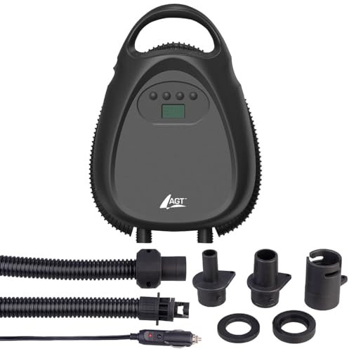 AGT SUP Kompressor: Elektrische Luftpumpe für SUP-Boards, 70 l/Min., 12 V, 1,38 bar/20 psi (12 Volt Luftpumpe SUP-Board, Elektrische SUP-Boardpumpe)