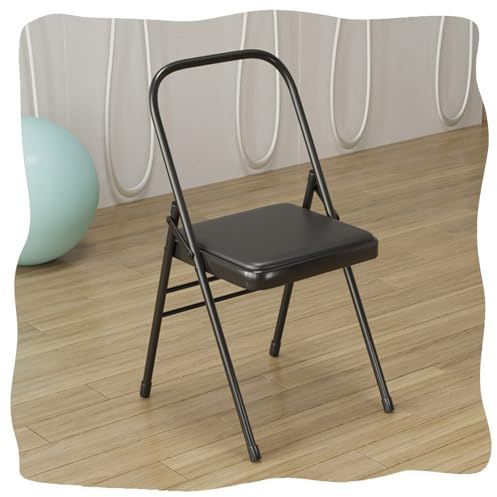 GSKDZG Klappstuhl, Klappbarer Yoga Hilfsstuhl Iyengar Yoga Stühle, rutschfest, Für Flexibilität, Krafttraining, Balance-Handstand(Black)