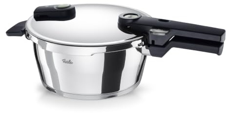 Fissler Vitaquick® Elemental - Olla a presión de 3,5 L (diámetro de 22 cm), color verde salvia – Fabricada en Alemania, compacta, 2 niveles de cocción, base supertérmica, inducción