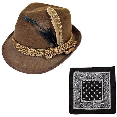 1 Chapeau De Feutre, 1 Écharpe Carrée, Chapeau De Plume Rétro, Décoration De Tête De Vacances, Accessoires De Vêtements De Fête, Foulard De Mode Hip Hop, Mouchoir De Cyclisme.