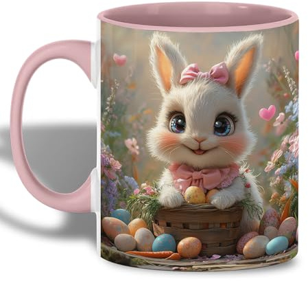 Süßer Osterhase Bürotasse Keramik Tassen Mit Henkel Kaffeetasse Für Saft Kaffee Büro 330Ml