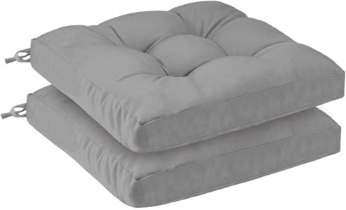 PRIMEPATIO Outdoor Sitzkissen 50x50x8 cm, 2er Set, UV-beständig, Hellgrau | Wasserdichte Stuhlkissen für Gartenstühle, Terrassenmöbel und Rattansessel, langlebig für Balkon, Pool und Camping