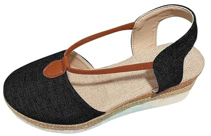 Zeppe Donna Estive Eleganti Scarpe Per Camminare Sandali estivi da donna con tacco a zeppa e punta con fondo in corda vuoti e plateau Sandali Zeppa Estive Scarpe Comode
