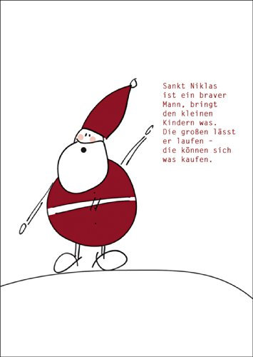 Lustige Nikolaus Glückwunsch/Klappkarte für große Kinder.