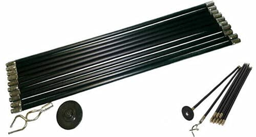 GRAFTER GDR12P, 12PC Drain Rod Set 9 Metre, Heavy Duty Professional Plunger Double Worm Screw, Unblock Drainage Pipes Cleaning Gutter Road Unblocker