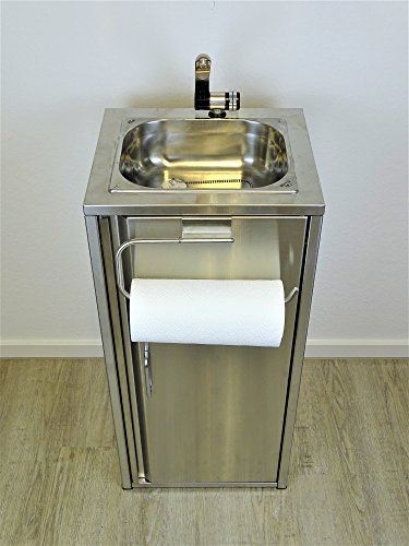 Mobiles Waschbecken Edelstahl/Sofort einsatzbereit/Handwaschbecken Waschstation Camping/ + Küchenrollenhalter