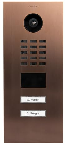 DoorBird D2102V IP Video Türstation für 2 Wohn-/Gewerbeeinheiten | Video-Türsprechanlage mit 2 Ruftasten, RFID, HD-Video, Bewegungssensor, in Bronze-Optik gebürstet