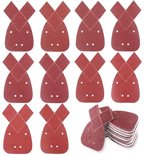 Glarks 100 fogli di carta vetrata triangolare per levigatrice con 2 punte extra con gancio e anello assortiti, grana 40/60/80/100/120/180/240/320/400/800 per levigatrice a palma Black and Decker