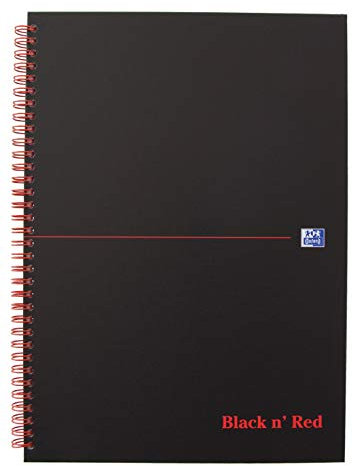 Oxford 400047651 Spiralbuch Black n' Red 5er Pack DIN A5 liniert mattes Hardcover 70 Blatt schwarz rot