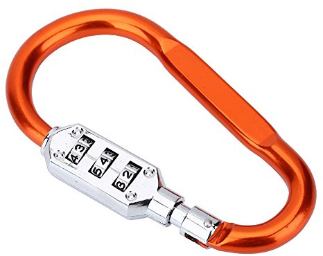 Kombikarabiner, Karabiner Code Mit Schloss Rückstellbarer Fester Kletterkarabiner Mit 3-Stelligem Zahlenschloss Für Reisekoffer Outdoor Klettern(Orange) Karabiner Mit Zahlenschloss