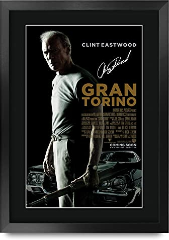 HWC Trading Gran Torino A3 Gerahmte Signiert Gedruckt Autogramme Bild Druck-Fotoanzeige Geschenk Für Clint Eastwood Filmfans