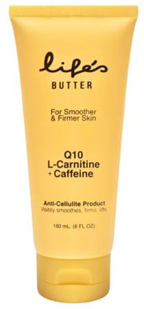 Life's Butter Anti-Cellulite Cream - 100% Natural - Made in USA - Cruelty-Free - Hypoallergenic - Best Cellulite Reduction - Skin Firming + Tightening for Women L-Carnitine + CoQ10 + Caffeine 6 fl oz