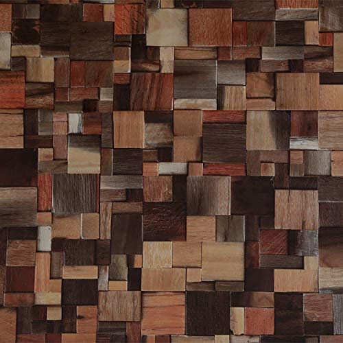 Dundee Deco AZ-W0446 Papier peint autocollant amovible en bois abstrait marron, rouge, gris, planches de sépia, rouleau de 5,5 m x 60 cm, 3,3 m²