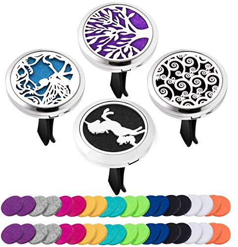 4 Stücke Auto Aromatherapie Diffusor,Vent Clip,Auto aromatherapie ätherisches öl diffusor,Auto aromatherapie ätherisches,Autoduft Lufterfrischer,Aromatherapie Vent Clip mit 40 Stücke Refill Pads