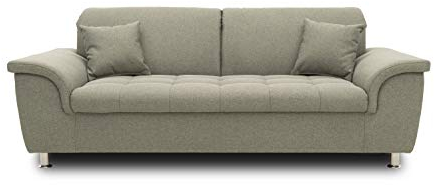 DOMO. collection Sofa Franzi, 2, 5-Sitzer Couch, 2, 5er Garnitur mit Nackenfunktion, Polstergarnitur 210 x 105 x 81 cm (BxTxH), grau-braun