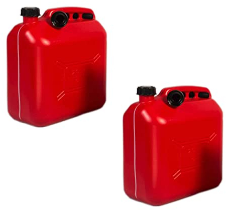 2x Benzinkanister 20lL Premium Auto Kunststoff Diesel Benzin Kraftstoffkanister Reservekanister Auslaufrohr inkl. FüllstandsanzeigeNeu