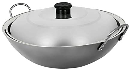 YYUINU Wok en fer - Cuisinière rustique traditionnelle avec fond rond - 70 cm = 27,6 pouces