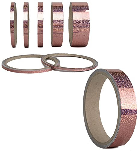 Oilslick Zierstreifen Sticker Fahrzeug Tuning Aufkleber Seitenstreifen Hologramm Klebebänder Design Stripes Regenbogen Effekt Zierband Folie Modellbau Basteln (20 mm, Glitzer Rosé)