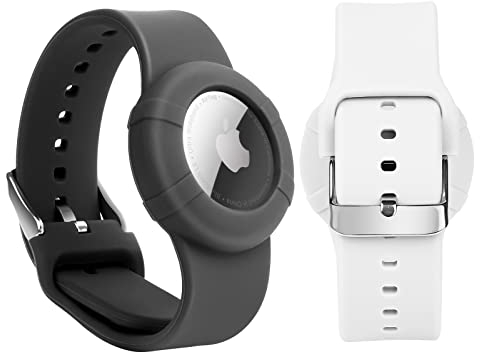 2er-Pack Airtag-Armbänder kompatibel mit Apple AirTag, weich verstellbares Airtag-Armband, Airtag-Uhrenarmband für Kinder, Kleinkinder, Babys, ältere Kinder (Schwarz&Weiß)