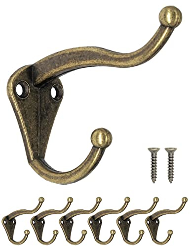 Fuxxer 6 Klassische Eisen-Haken, Garderoben-Haken, Kleider-Haken, Bronze