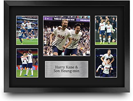 HWC Trading FR A3 Harry Kane & Son Heung-min Tottenham Hotspurs Spurs Gedruckte Memorabilien Signiertes Autogramm Fotodisplay für Fußball Anhänger und Fans - A3 Framed