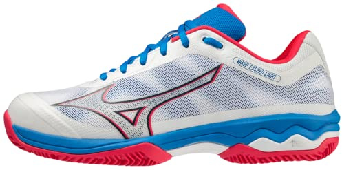 Mizuno Wave Exceed Light Padel, Herrenschuhe, White/OperaRed/Peace Blue, 44 EU, White Operared Peace Blue, 44 EU