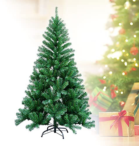 Ikodm Artificial Christmas Tree 5ft/1.5m, 350 Tips PVC Tree for Christmas Decoration, Includes Metal Christmas Tree Stand, Indoor and Outdoor Christmas Decoration(Green)