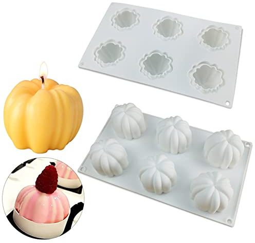 Goldyida Kuchenform mit Kürbisform Kürbis Silikonform 3D Halloween Kürbis Silikon Fondantform 3D Kürbis Fondant Formen Backform Muffinform DIY Pudding Gelee Dessert Formen Herbst Halloween Kürbisform