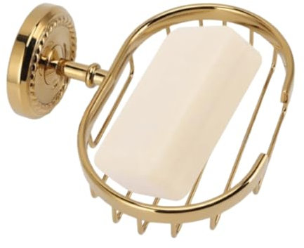 Soap Dish, Soap Holder Gold Soap Dish Wall Mount Soap Holder Shower Soap Basket Sponge Holder Luxury Bathroom Hardware with Screws