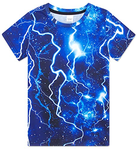 Belovecol T-Shirt Bleu pour garçons et Filles T-Shirt Cool à Manches Courtes et col Rond pour 15-16 Ans