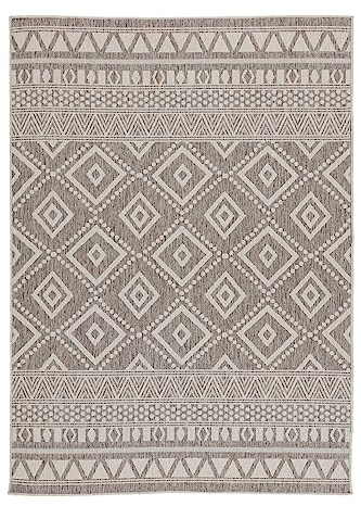 TESSO LIVING In- & Outdoor Teppich Boho Beige 200 x 280 cm – Kurzflorteppich, wetterfest & rutschfest – UV-beständig & pflegeleicht für Balkon, Terrasse & Küche