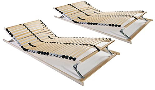 VACARX Lattenrost, 2-teilig, mit 28 Lattenrosten, 7 Zonen, 90 x 200 cm, Material: massives Buchenholz, Gestell aus Birkenholz