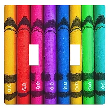 2 Gang colored crayons Toggle Light Switch Cover Decorative for Light Switches for Bathroom Bedroom Kitchen