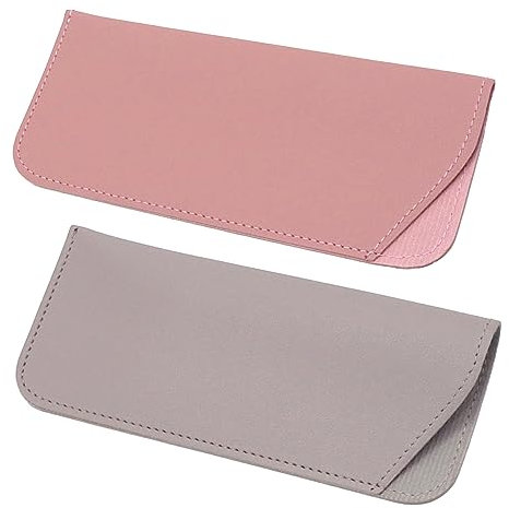 Luckious 2 Pcs Leather Eyeglasses Case Sunglasses Case Soft Eyeglasses Bag Glasses Storage Bag Portable Pouch for Women Men Kids