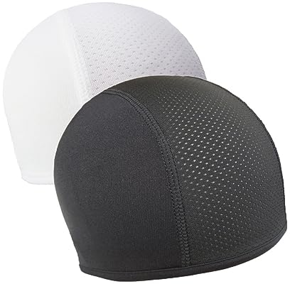 Sottocasco Bici Estivo, 2 Pezzi, Traspirante Estate sotto Fodera per Casco, Cappello Estivo da Bicicletta, ad Asciugatura Rapida, Anti-UV, per Ciclismo, Arrampicata, Calcio, Moto (Bianco + Nero)
