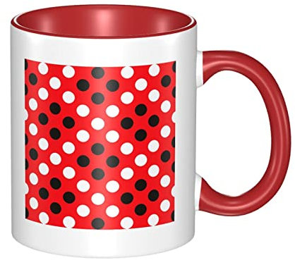 RFSHOP Tasse en céramique rouge à pois blancs pour homme et femme