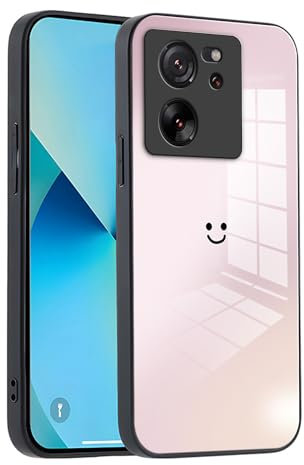 XINYEXIN Glas Handyhülle für Xiaomi 13T / Xiaomi 13T Pro Hülle mit Farbverlauf, Mode Ultradünn Stoßfest Kratzfest Schutzhülle - Rosa