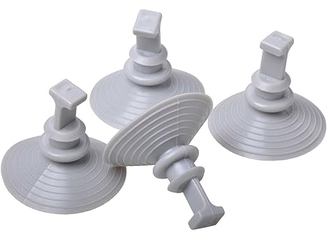 Preiswert&Gut 4X Saugnapf Set Grau Ø 4,4 cm – Starke PVC Saugnäpfe für Fenster, Spiegel Saugnäpfe oder auch Thermomatten Frontscheibenabdeckungen für das Wohnmobil Camping