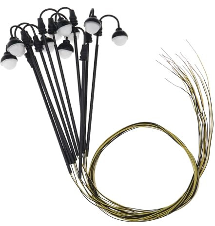 Be In Your Mind 10 stücke 1:100 Eisenbahn Zug Modell Lampe Spalte LED Track Straßenlaterne 3V 77mm Kompatibel mit HO Skala Kompatibel mit OO-Skala, Warmweißes Licht