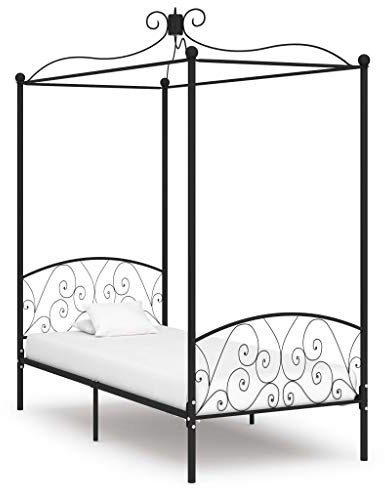 ZQQLVOO Bettgestell Familienbett Palettenbett Himmelbett-Gestell Schwarz Metall 100 x 200 cm
