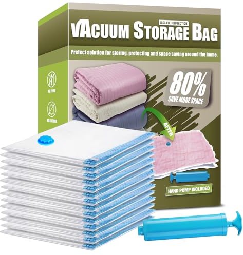 Space Saver Bags, Pack of 7 Jumbo Vacuum Storage Bags, Compressed Sealer Bags Storage for Clothes, Comforters, Beddings and Blankets with Hand Pump